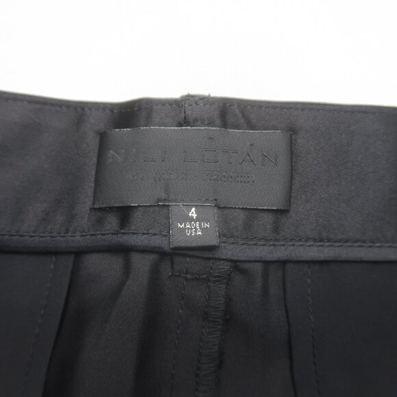 Nili Lotan Silk Satin Paris Pants Size 4 Black Drop Crotch Trousers - Picture 8 of 13